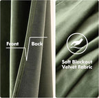 MIULEE Velvet Curtains Olive Green Elegant Grommet Curtains Thermal Insulated - Image 3