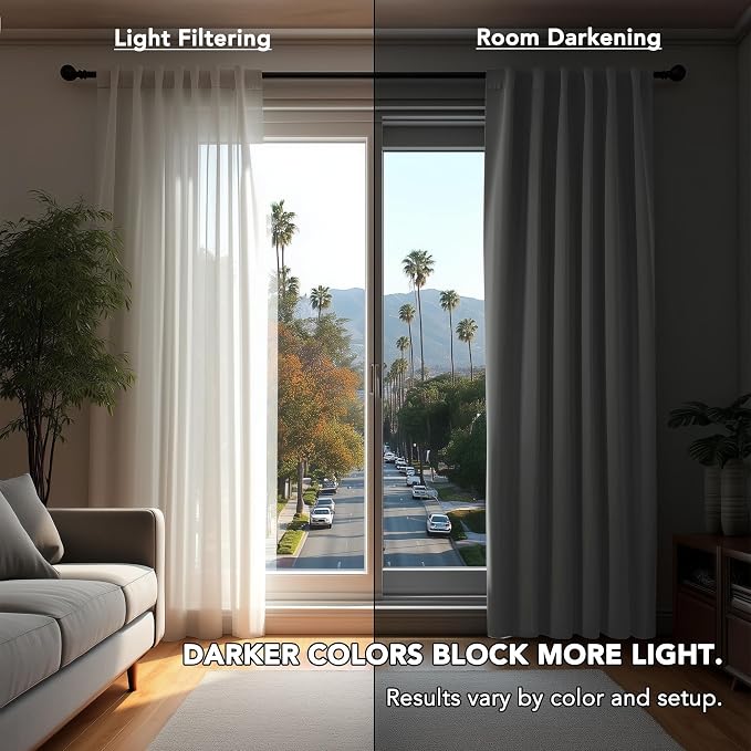 Deconovo Blackout Curtains, Thermal Insulated, W42 x L95 2 Panels, Back Tab - Image 3