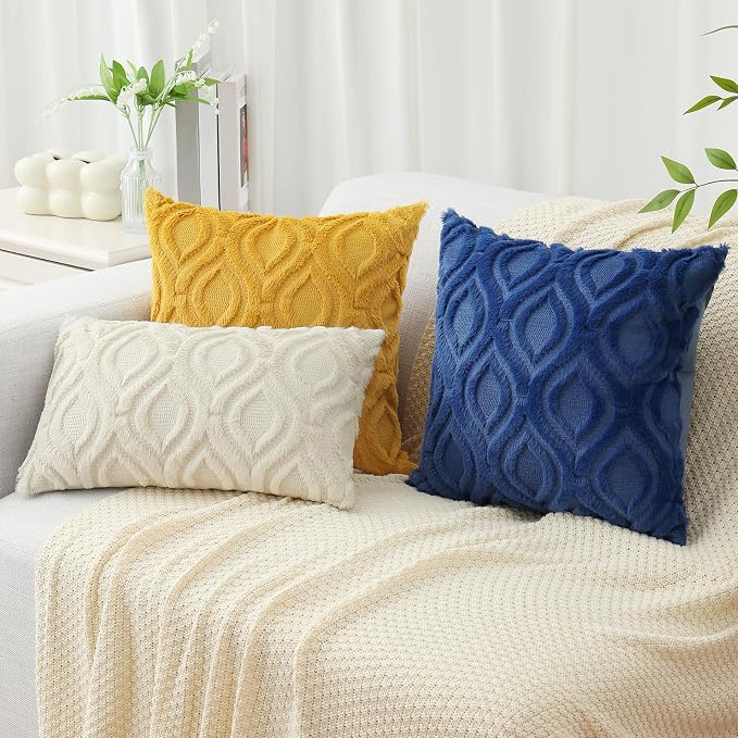 decorUhome Throw Pillow Covers 24x24 Inch Set of 2, Soft Plush Faux Wool Dark - Image 7