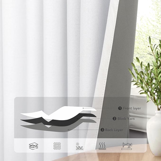 Complete Blackout Curtains White 80 Inches Long Kitchen Curtain Custom Drape - Image 5