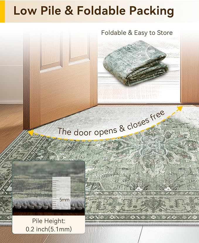 RELEANY Area Rugs 3'x9' Runner Rug Non Slip Washable - Image 5