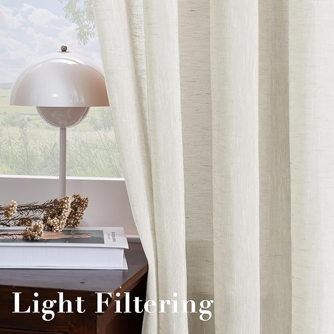 H.VERSAILTEX Natural Linen Curtains Semi-Sheer Curtains Nickel Grommet Privacy - Image 5