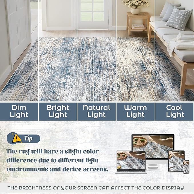XLUEZ 5x7 Area Rugs for Living Room, Washable Modern Abstract Large Area Rug - Image 8