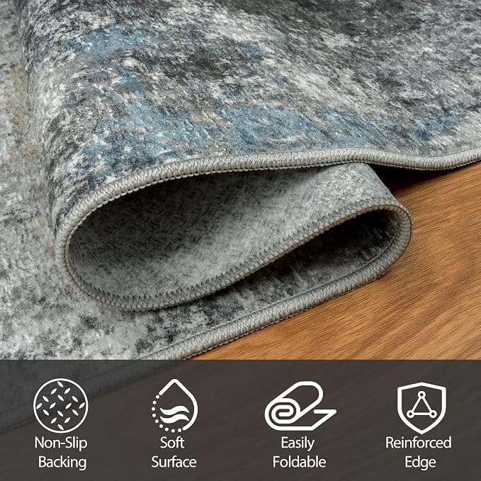 9x12 Area Rugs for Living Room Rug Washable: Abstract Large Rug for Dining Room - Image 3