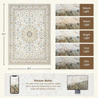 5x7 Area Rugs Living Room Rug: Washable Vintage Boho Rug No Slip Stain - Image 2