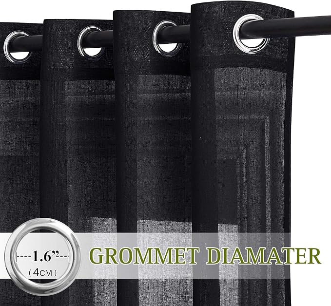 NICETOWN Classic Linen Weave Flax Sheer Window Curtains, Grommet Translucent - Image 2