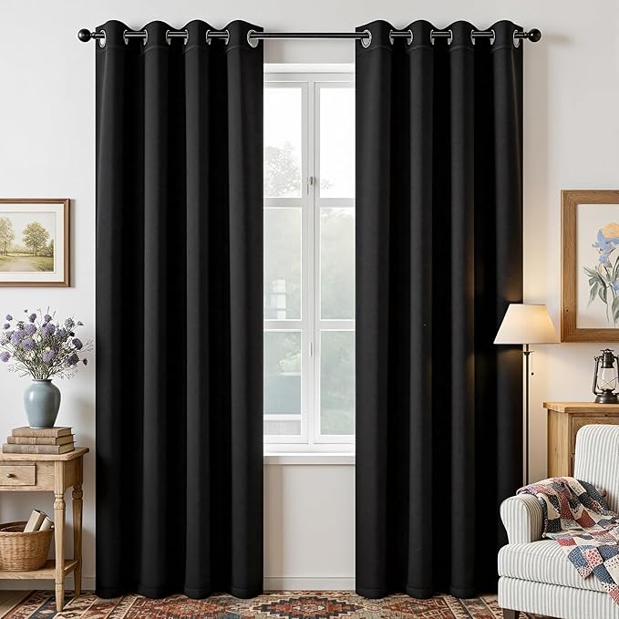 Joydeco Blackout Curtains 84 Inch Length 2 Panels Set, Thermal Insulated Long by JOYDECO