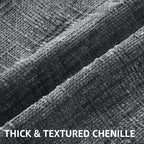 decorUhome Dark Grey Chenille Euro Sham Throw Pillow Covers 24x24 Set of 2 - Image 2