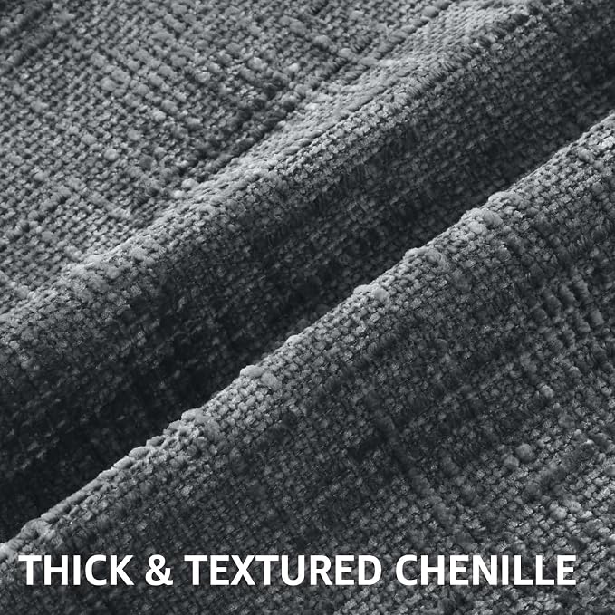 decorUhome Dark Grey Chenille Euro Sham Throw Pillow Covers 24x24 Set of 2 - Image 2