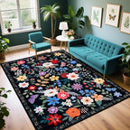 6x9 Area Rugs for Living Room: Floral Washable Rug Vintage Large Soft Boho by PLHXFRSoftAreaRugs
