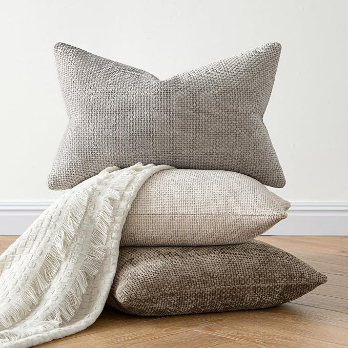 MIULEE Pack of 2 Lumbar Couch Throw Pillow Covers 20x12 Inch Light Gray Modern - Image 5