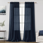 Nanspring Navy Blue Extra Long Curtain 102 inches Long 2 Panels Set by Nanspring