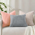decorUhome Summer Cozy Faux Fur Throw Pillow Covers 20x20 Set of 2 Decorative - Image 5