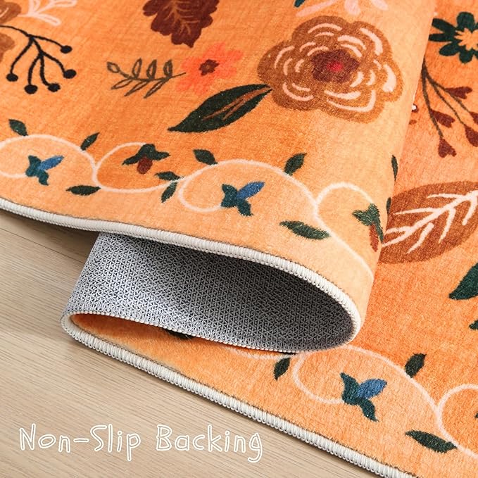 Rugcomf Living Room Rug 6x9 Rug Machine Washable Boho Area Rug Non Slip Floral - Image 3