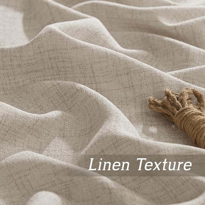 RYB HOME Natural Beige Linen Sheer Curtains 90 inches Long - Image 4