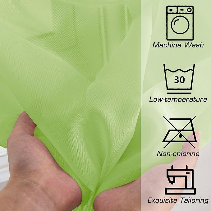 OWENIE Lime Sheer Curtains 84 Inches Long - Image 5