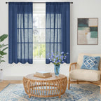 BGment Navy Blue Linen Curtains 54 Inch Length - Image 2