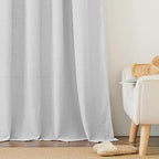 RYB HOME Linen Textured Curtains Semi Sheer Window Curtains Light Filtering - Image 6