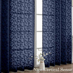 Chyhomenyc Extra Long Navy Blue Sheer Curtains 120 Inch Length 2 Panels Set - Image 9
