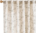Lazzzy Farmhouse Linen Curtains Extra Long Gray Floral Curtains 108 Inch Long by Lazzzy