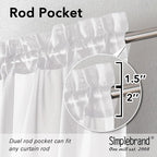 Simplebrand Sheer White Curtains 96 Inches Long, Light Filtering Rod Pocket - Image 6