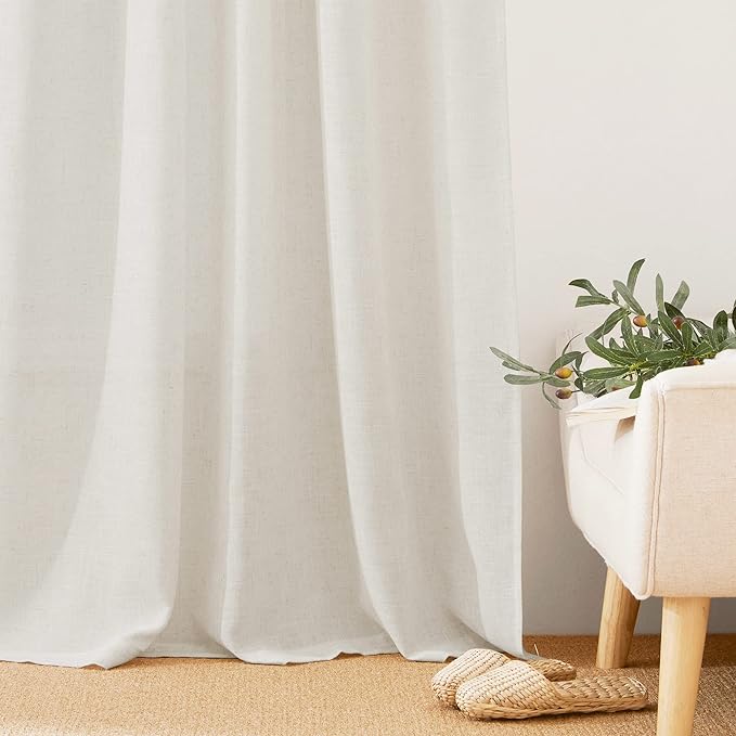 RYB HOME Sheer Linen Blend Curtains - Image 7