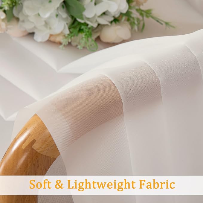 Gwine Ivory Sheer Curtains 108 Inches Long 2 Panels Set, Voile Light Filtering - Image 7