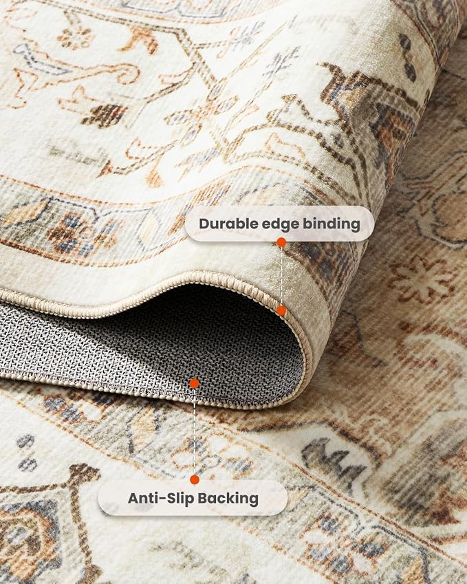 AMADA HOMEFURNISHING 2'6"x10' Washable Area Rug, Low-Profile Entryway Rug - Image 5