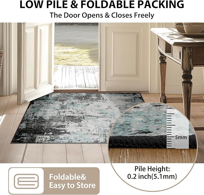 Washable Area Rugs Square 8ft Non-Slip Modern Abstract Soft - Image 4