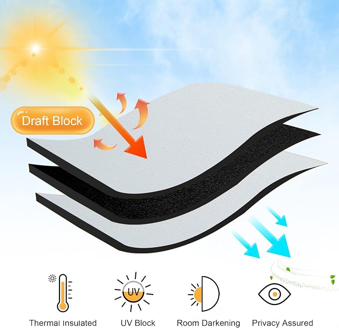 RYB HOME Short Curtains for Bedroom, Room Darkening Insulated Summer Heat Light - Image 3