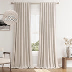Guken Oatmeal 100% Blackout Curtains 84 Inch Length 2 Panels Set - Image 9