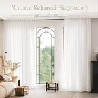 White Linen Curtains 72 inch Long 2 Panel Set - Image 7