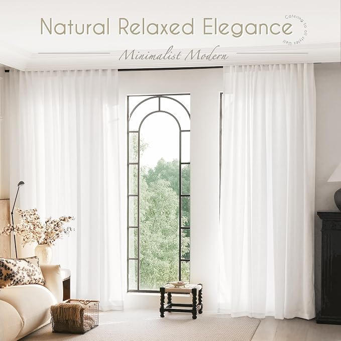 Linen White Curtains 90 inches Long - Image 6