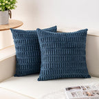 Pack of 2 Corduroy Decorative Throw Pillow Covers 20x20 InchSoft Boho Striped by Unknown