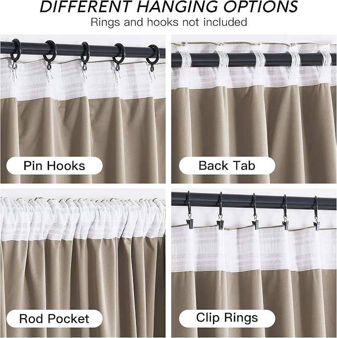 RYB HOME Camel Beige Velvet Curtains 90 inches, Soft Durable Drapes Room - Image 4