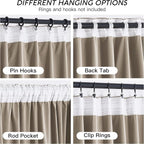 RYB HOME Camel Beige Velvet Curtains - Image 2