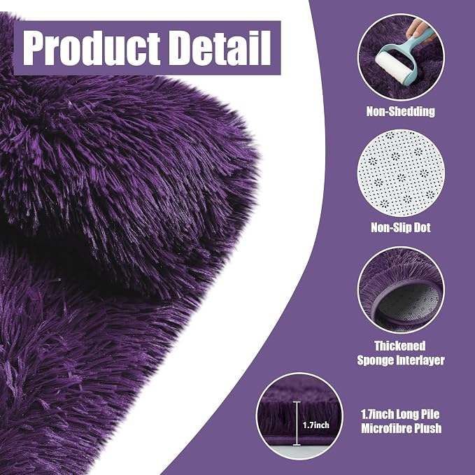 Shag Area Rug for Bedroom 3x5, Soft Fuzzy Rug Non-Shedding Indoor Plush Carpet - Image 5