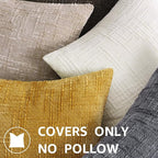 decorUhome Summer Cream White Chenille Throw Pillow Covers 20x20 Set of 2 - Image 7