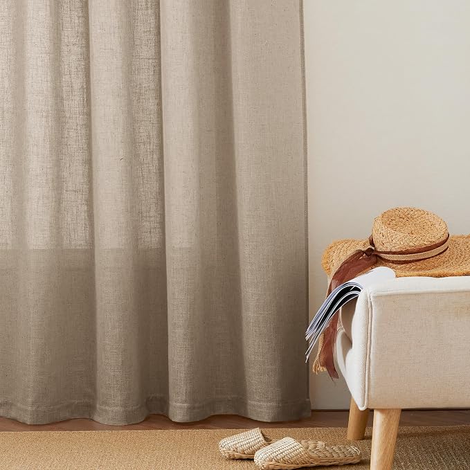 RYB HOME Privacy Semi Sheer Linen Curtains 72 inches Long, Rod Pocket & Back - Image 5