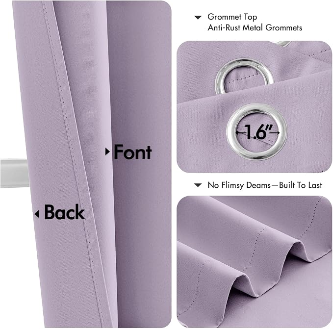 MIULEE Lilac Blackout Curtains for Bedroom Living Room 45 Inches Long 2 Panels - Image 4