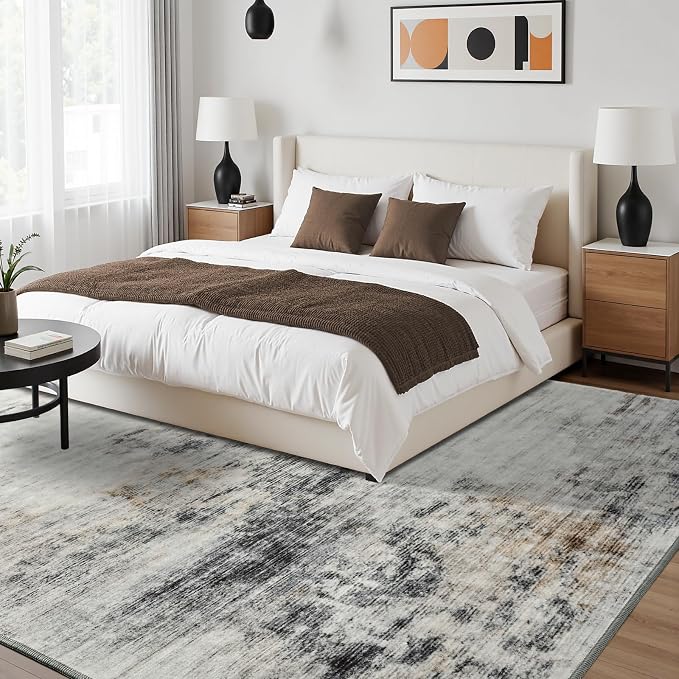 Toneed Abstract Area Rug 5x7 Modern Washable Rug Soft Non Slip Rug Low Pile - Image 4