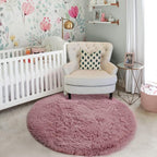 Blush Round Rug 6Ft for Bedroom, Fluffy Fuzzy Plush Circle Area Rugs for Baby - Image 5