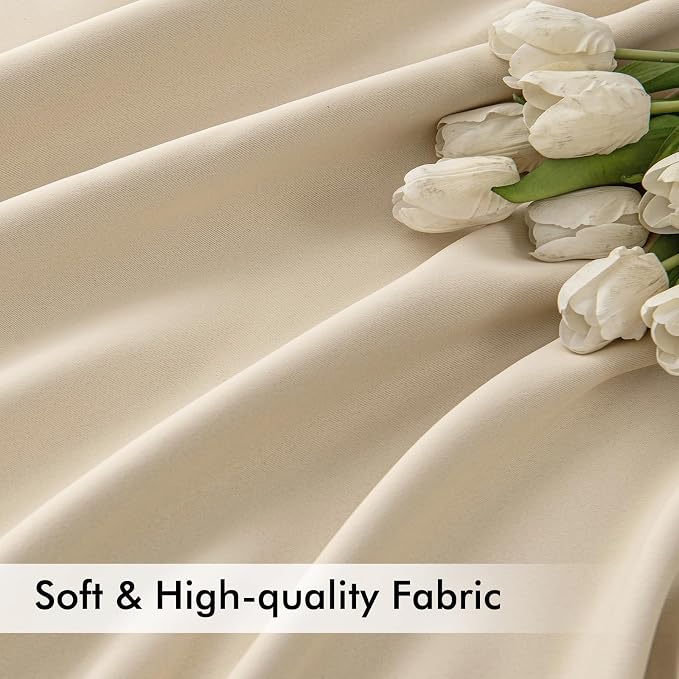 MIULEE Cream Beige Back Tab Light Blocking Curtains 100 Inch Length 2 Panels Set - Image 6