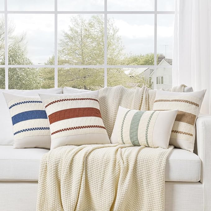 Fancy Homi Set of 1 Neutral Grey Farmhouse Decorative Throw Pillow Covers 16x16 - Image 7