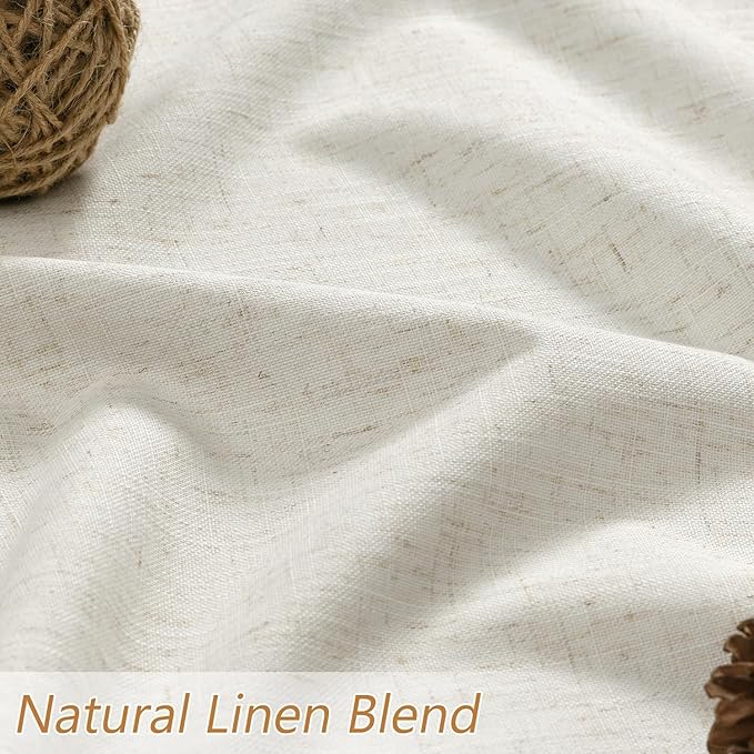 Guken Cream 100% Blackout Linen Curtains 42 Inch Wide by 84 Inch - Image 4