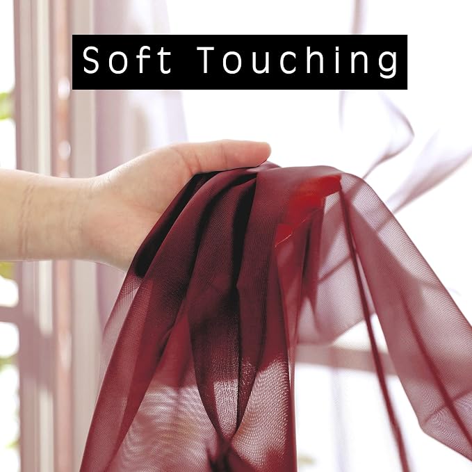 OWENIE Sheer Curtains, Sheer Curtains 63 inch Length 2 Panels Set, Rod Pocket - Image 5