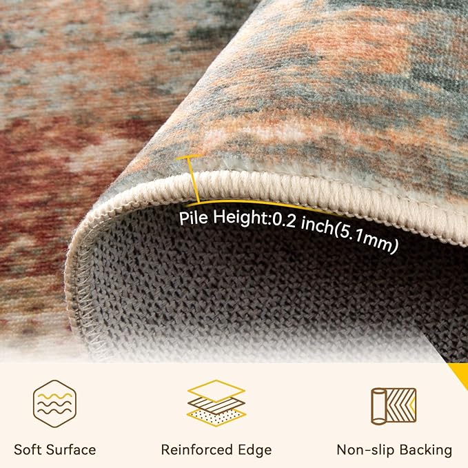 Washable Area Rugs 3x7 Non-Slip Modern Abstract Soft - Image 3