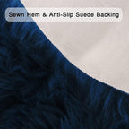 duduta Navy Blue Faux Sheepskin Runner Rugs 2x6 ft, Fluffy Shag Bedroom Bedside - Image 3