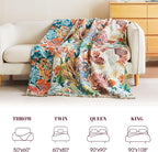 MSGKV Boho Throw Blanket for Couch 100% Cotton Floral Blanket 50"x60" Sofa Bed - Image 7