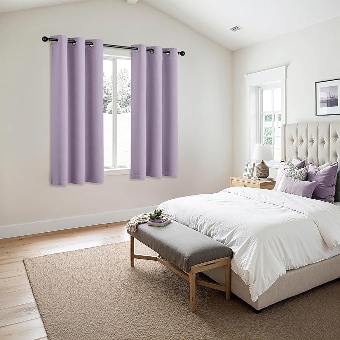 MIULEE Lilac Blackout Curtains for Bedroom Living Room 45 Inches Long 2 Panels - Image 6